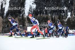 21.01.2023, Antholz, Italy (ITA): Johannes Dale (NOR), Niklas Hartweg (SUI), Benedikt Doll (GER), Justus Strelow (GER), (l-r) - IBU World Cup Biathlon, pursuit men, Antholz (ITA). www.nordicfocus.com. © Manzoni/NordicFocus. Every downloaded picture is fee-liable.