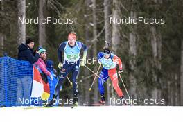 22.01.2023, Antholz, Italy (ITA): Johannes Kuehn (GER), Fabien Claude (FRA), (l-r) - IBU World Cup Biathlon, relay men, Antholz (ITA). www.nordicfocus.com. © Manzoni/NordicFocus. Every downloaded picture is fee-liable.