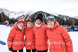 22.01.2023, Antholz, Italy (ITA): Emma Lunder (CAN), Emily Dickson (CAN), Benita Peiffer (CAN), Nadia Moser (CAN), (l-r) - IBU World Cup Biathlon, relay men, Antholz (ITA). www.nordicfocus.com. © Manzoni/NordicFocus. Every downloaded picture is fee-liable.