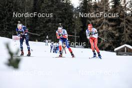 22.01.2023, Antholz, Italy (ITA): Sturla Holm Laegreid (NOR), Michal Krcmar (CZE), Sebastian Stalder (SUI), (l-r) - IBU World Cup Biathlon, relay men, Antholz (ITA). www.nordicfocus.com. © Manzoni/NordicFocus. Every downloaded picture is fee-liable.