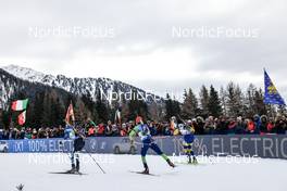 22.01.2023, Antholz, Italy (ITA): Denys Nasyko (UKR), Miha Dovzan (SLO), Peppe Femling (SWE), (l-r) - IBU World Cup Biathlon, relay men, Antholz (ITA). www.nordicfocus.com. © Manzoni/NordicFocus. Every downloaded picture is fee-liable.