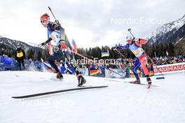 22.01.2023, Antholz, Italy (ITA): Benedikt Doll (GER), Emilien Jacquelin (FRA), (l-r) - IBU World Cup Biathlon, relay men, Antholz (ITA). www.nordicfocus.com. © Manzoni/NordicFocus. Every downloaded picture is fee-liable.