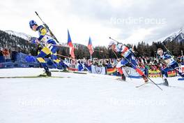 22.01.2023, Antholz, Italy (ITA): Martin Ponsiluoma (SWE), Adam Vaclavik (CZE), Tero Seppala (FIN), (l-r) - IBU World Cup Biathlon, relay men, Antholz (ITA). www.nordicfocus.com. © Manzoni/NordicFocus. Every downloaded picture is fee-liable.