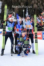 22.01.2023, Antholz, Italy (ITA): Tarjei Boe (NOR), Sturla Holm Laegreid (NOR), Johannes Thingnes Boe (NOR), Vetle Sjaastad Christiansen (NOR), (l-r) - IBU World Cup Biathlon, relay men, Antholz (ITA). www.nordicfocus.com. © Manzoni/NordicFocus. Every downloaded picture is fee-liable.