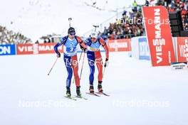 22.01.2023, Antholz, Italy (ITA): Quentin Fillon Maillet (FRA), Emilien Jacquelin (FRA), (l-r) - IBU World Cup Biathlon, relay men, Antholz (ITA). www.nordicfocus.com. © Manzoni/NordicFocus. Every downloaded picture is fee-liable.