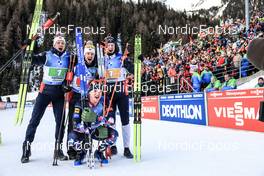 22.01.2023, Antholz, Italy (ITA): Tarjei Boe (NOR), Sturla Holm Laegreid (NOR), Johannes Thingnes Boe (NOR), Vetle Sjaastad Christiansen (NOR), (l-r) - IBU World Cup Biathlon, relay men, Antholz (ITA). www.nordicfocus.com. © Manzoni/NordicFocus. Every downloaded picture is fee-liable.