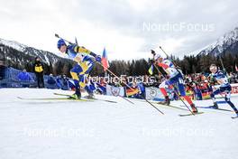 22.01.2023, Antholz, Italy (ITA): Martin Ponsiluoma (SWE), Adam Vaclavik (CZE), Tero Seppala (FIN), (l-r) - IBU World Cup Biathlon, relay men, Antholz (ITA). www.nordicfocus.com. © Manzoni/NordicFocus. Every downloaded picture is fee-liable.