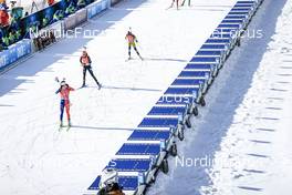 22.01.2023, Antholz, Italy (ITA): Lou Jeanmonnot (FRA), Vanessa Voigt (GER), Linn Persson (SWE), (l-r) - IBU World Cup Biathlon, relay women, Antholz (ITA). www.nordicfocus.com. © Manzoni/NordicFocus. Every downloaded picture is fee-liable.