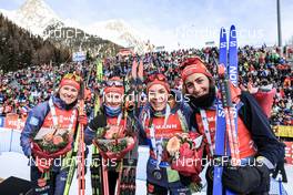 22.01.2023, Antholz, Italy (ITA): Janina Hettich-Walz (GER), Sophia Schneider (GER), Hanna Kebinger (GER), Vanessa Voigt (GER), (l-r) - IBU World Cup Biathlon, relay women, Antholz (ITA). www.nordicfocus.com. © Manzoni/NordicFocus. Every downloaded picture is fee-liable.