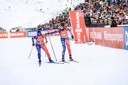 22.01.2023, Antholz, Italy (ITA): Julia Simon (FRA), Chloe Chevalier (FRA), (l-r) - IBU World Cup Biathlon, relay women, Antholz (ITA). www.nordicfocus.com. © Manzoni/NordicFocus. Every downloaded picture is fee-liable.
