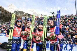 22.01.2023, Antholz, Italy (ITA): Linn Persson (SWE), Hanna Oeberg (SWE), Anna Magnusson (SWE), Elvira Oeberg (SWE), (l-r) - IBU World Cup Biathlon, relay women, Antholz (ITA). www.nordicfocus.com. © Manzoni/NordicFocus. Every downloaded picture is fee-liable.