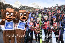 22.01.2023, Antholz, Italy (ITA): Julia Simon (FRA), Lou Jeanmonnot (FRA), Chloe Chevalier (FRA), Anais Chevalier-Bouchet (FRA), (l-r) - IBU World Cup Biathlon, relay women, Antholz (ITA). www.nordicfocus.com. © Manzoni/NordicFocus. Every downloaded picture is fee-liable.