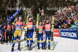 22.01.2023, Antholz, Italy (ITA): Elvira Oeberg (SWE), Hanna Oeberg (SWE), Anna Magnusson (SWE), Linn Persson (SWE), (l-r) - IBU World Cup Biathlon, relay women, Antholz (ITA). www.nordicfocus.com. © Manzoni/NordicFocus. Every downloaded picture is fee-liable.