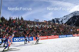 22.01.2023, Antholz, Italy (ITA): Rebecca Passler (ITA), Lou Jeanmonnot (FRA), Vanessa Voigt (GER), Ragnhild Femsteinevik (NOR), Linn Persson (SWE), (l-r) - IBU World Cup Biathlon, relay women, Antholz (ITA). www.nordicfocus.com. © Manzoni/NordicFocus. Every downloaded picture is fee-liable.