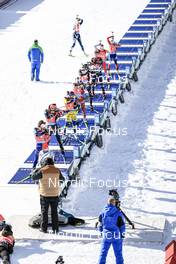 22.01.2023, Antholz, Italy (ITA): Lou Jeanmonnot (FRA), Vanessa Voigt (GER), Linn Persson (SWE), Dunja Zdouc (AUT), Rebecca Passler (ITA), (l-r) - IBU World Cup Biathlon, relay women, Antholz (ITA). www.nordicfocus.com. © Manzoni/NordicFocus. Every downloaded picture is fee-liable.