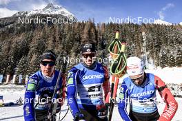 20.01.2023, Antholz, Italy (ITA): Quentin Fillon Maillet (FRA), Emilien Jacquelin (FRA), Oscar Lombardot (FRA), (l-r) - IBU World Cup Biathlon, sprint men, Antholz (ITA). www.nordicfocus.com. © Manzoni/NordicFocus. Every downloaded picture is fee-liable.