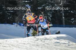 20.01.2023, Antholz, Italy (ITA): Johannes Thingnes Boe (NOR), Benedikt Doll (GER), (l-r) - IBU World Cup Biathlon, sprint men, Antholz (ITA). www.nordicfocus.com. © Manzoni/NordicFocus. Every downloaded picture is fee-liable.