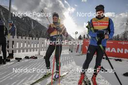 18.01.2023, Antholz, Italy (ITA): Jenni Ahonen (FIN), IBU Junior Digital Manager, Giulio Gasparin (ITA), IBU TV, (l-r) - IBU World Cup Biathlon, training, Antholz (ITA). www.nordicfocus.com. © Manzoni/NordicFocus. Every downloaded picture is fee-liable.