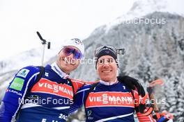 18.01.2023, Antholz, Italy (ITA): Emilien Jacquelin (FRA), Quentin Fillon Maillet (FRA), (l-r) - IBU World Cup Biathlon, training, Antholz (ITA). www.nordicfocus.com. © Manzoni/NordicFocus. Every downloaded picture is fee-liable.