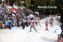 05.03.2023, Nove Mesto, Czech Republic (CZE): Lisa Vittozzi (ITA), Lou Jeanmonnot (FRA), Anna Magnusson (SWE), Elisa Gasparin (SUI), Anna Gandler (AUT), (l-r) - IBU World Cup Biathlon, mixed relay, Nove Mesto (CZE). www.nordicfocus.com. © Manzoni/NordicFocus. Every downloaded picture is fee-liable.