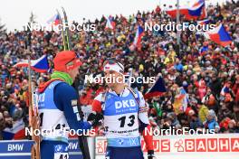 04.03.2023, Nove Mesto, Czech Republic (CZE): Alex Cisar (SLO), Michal Krcmar (CZE), (l-r) - IBU World Cup Biathlon, pursuit men, Nove Mesto (CZE). www.nordicfocus.com. © Manzoni/NordicFocus. Every downloaded picture is fee-liable.