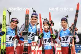 04.03.2023, Nove Mesto, Czech Republic (CZE): Lena Haecki-Gross (SUI), Amy Baserga (SUI), Elisa Gasparin (SUI), Aita Gasparin (SUI), (l-r) - IBU World Cup Biathlon, pursuit women, Nove Mesto (CZE). www.nordicfocus.com. © Manzoni/NordicFocus. Every downloaded picture is fee-liable.