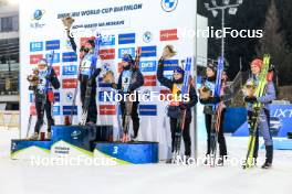 04.03.2023, Nove Mesto, Czech Republic (CZE): Ingrid Landmark Tandrevold (NOR), Marte Olsbu Roeiseland (NOR), Anais Chevalier-Bouchet (FRA), Julia Simon (FRA), Lisa Vittozzi (ITA), Denise Herrmann-Wick (GER), (l-r) - IBU World Cup Biathlon, pursuit women, Nove Mesto (CZE). www.nordicfocus.com. © Manzoni/NordicFocus. Every downloaded picture is fee-liable.