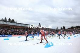 05.03.2023, Nove Mesto, Czech Republic (CZE): Marte Olsbu Roeiseland (NOR), Amy Baserga (SUI), Anais Chevalier-Bouchet (FRA), Joanne Reid (USA), Alla Ghilenko (MDA), Fuyuko Tachizaki (JPN), (l-r) - IBU World Cup Biathlon, single mixed relay, Nove Mesto (CZE). www.nordicfocus.com. © Manzoni/NordicFocus. Every downloaded picture is fee-liable.