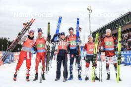 05.03.2023, Nove Mesto, Czech Republic (CZE): Amy Baserga (SUI), Niklas Hartweg (SUI), Marte Olsbu Roeiseland (NOR), Vetle Sjaastad Christiansen (NOR), Baiba Bendika (LAT), Andrejs Rastorgujevs (LAT), (l-r) - IBU World Cup Biathlon, single mixed relay, Nove Mesto (CZE). www.nordicfocus.com. © Manzoni/NordicFocus. Every downloaded picture is fee-liable.