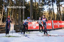 01.03.2023, Nove Mesto, Czech Republic (CZE): Janina Hettich-Walz (GER), Sverre Olsbu Roeiseland (NOR), coach Team Germany, Sophia Schneider (GER), Hanna Kebinger (GER), (l-r) - IBU World Cup Biathlon, training, Nove Mesto (CZE). www.nordicfocus.com. © Manzoni/NordicFocus. Every downloaded picture is fee-liable.