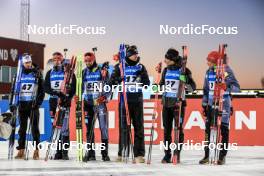 09.03.2023, Oestersund, Sweden, (SWE): Eric Perrot (FRA), Roman Rees (GER), Philipp Nawrath (GER), Vetle Sjaastad Christiansen (NOR), Tommaso Giacomel (ITA), Benedikt Doll (GER), (l-r) - IBU World Cup Biathlon, individual men, Oestersund (SWE). www.nordicfocus.com. © Manzoni/NordicFocus. Every downloaded picture is fee-liable.