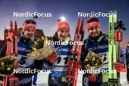 09.03.2023, Oestersund, Sweden, (SWE): Roman Rees (GER), Benedikt Doll (GER), Philipp Nawrath (GER), (l-r) - IBU World Cup Biathlon, individual men, Oestersund (SWE). www.nordicfocus.com. © Manzoni/NordicFocus. Every downloaded picture is fee-liable.