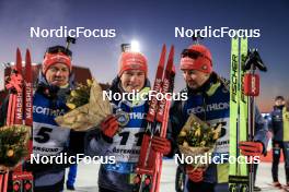 09.03.2023, Oestersund, Sweden, (SWE): Roman Rees (GER), Benedikt Doll (GER), Philipp Nawrath (GER), (l-r) - IBU World Cup Biathlon, individual men, Oestersund (SWE). www.nordicfocus.com. © Manzoni/NordicFocus. Every downloaded picture is fee-liable.