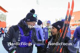 09.03.2023, Oestersund, Sweden, (SWE): Jonne Kahkonen (FIN), coach Team Italy, Dorothea Wierer (ITA), (l-r) - IBU World Cup Biathlon, individual women, Oestersund (SWE). www.nordicfocus.com. © Manzoni/NordicFocus. Every downloaded picture is fee-liable.