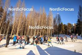 12.03.2023, Oestersund, Sweden, (SWE): Vetle Sjaastad Christiansen (NOR), Martin Ponsiluoma (SWE), Johannes Dale (NOR), Sturla Holm Laegreid (NOR), Tommaso Giacomel (ITA), (l-r) - IBU World Cup Biathlon, mass men, Oestersund (SWE). www.nordicfocus.com. © Manzoni/NordicFocus. Every downloaded picture is fee-liable.