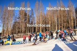 12.03.2023, Oestersund, Sweden, (SWE): Aleksander Fjeld Andersen (NOR), Eric Perrot (FRA), David Zobel (GER), (l-r) - IBU World Cup Biathlon, mass men, Oestersund (SWE). www.nordicfocus.com. © Manzoni/NordicFocus. Every downloaded picture is fee-liable.