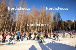 12.03.2023, Oestersund, Sweden, (SWE): Vetle Sjaastad Christiansen (NOR), Martin Ponsiluoma (SWE), Johannes Dale (NOR), Sturla Holm Laegreid (NOR), Tommaso Giacomel (ITA), (l-r) - IBU World Cup Biathlon, mass men, Oestersund (SWE). www.nordicfocus.com. © Manzoni/NordicFocus. Every downloaded picture is fee-liable.