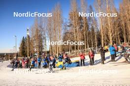12.03.2023, Oestersund, Sweden, (SWE): Vetle Sjaastad Christiansen (NOR), Martin Ponsiluoma (SWE), Sturla Holm Laegreid (NOR), Johannes Dale (NOR), (l-r) - IBU World Cup Biathlon, mass men, Oestersund (SWE). www.nordicfocus.com. © Manzoni/NordicFocus. Every downloaded picture is fee-liable.