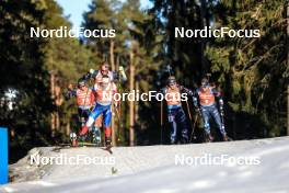 12.03.2023, Oestersund, Sweden, (SWE): Justus Strelow (GER), Michal Krcmar (CZE), Johannes Dale (NOR), Sturla Holm Laegreid (NOR), (l-r) - IBU World Cup Biathlon, mass men, Oestersund (SWE). www.nordicfocus.com. © Manzoni/NordicFocus. Every downloaded picture is fee-liable.