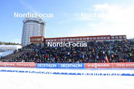 12.03.2023, Oestersund, Sweden, (SWE): Event Feature: The grandstand with fans and flags - IBU World Cup Biathlon, mass women, Oestersund (SWE). www.nordicfocus.com. © Manzoni/NordicFocus. Every downloaded picture is fee-liable.