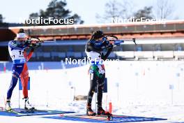 12.03.2023, Oestersund, Sweden, (SWE): Lou Jeanmonnot (FRA), Dorothea Wierer (ITA), (l-r) - IBU World Cup Biathlon, mass women, Oestersund (SWE). www.nordicfocus.com. © Manzoni/NordicFocus. Every downloaded picture is fee-liable.