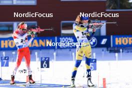12.03.2023, Oestersund, Sweden, (SWE): Emma Lunder (CAN), Hanna Oeberg (SWE), (l-r) - IBU World Cup Biathlon, mass women, Oestersund (SWE). www.nordicfocus.com. © Manzoni/NordicFocus. Every downloaded picture is fee-liable.