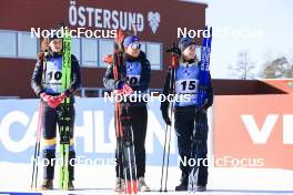 12.03.2023, Oestersund, Sweden, (SWE): Hanna Oeberg (SWE), Caroline Colombo (FRA), Marte Olsbu Roeiseland (NOR), (l-r) - IBU World Cup Biathlon, mass women, Oestersund (SWE). www.nordicfocus.com. © Manzoni/NordicFocus. Every downloaded picture is fee-liable.