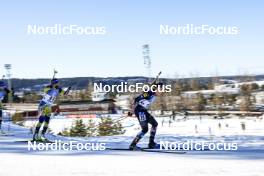 12.03.2023, Oestersund, Sweden, (SWE): Anna Magnusson (SWE), Juni Arnekleiv (NOR), (l-r) - IBU World Cup Biathlon, mass women, Oestersund (SWE). www.nordicfocus.com. © Manzoni/NordicFocus. Every downloaded picture is fee-liable.