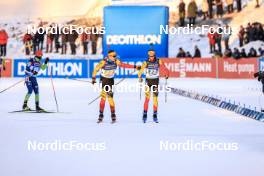 11.03.2023, Oestersund, Sweden, (SWE): Florent Claude (BEL), Marek Mackels (BEL), (l-r) - IBU World Cup Biathlon, relay men, Oestersund (SWE). www.nordicfocus.com. © Manzoni/NordicFocus. Every downloaded picture is fee-liable.