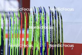 11.03.2023, Oestersund, Sweden, (SWE): Event Feature: Fluor tested skis are lined up at the start - IBU World Cup Biathlon, relay men, Oestersund (SWE). www.nordicfocus.com. © Manzoni/NordicFocus. Every downloaded picture is fee-liable.