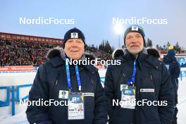 11.03.2023, Oestersund, Sweden, (SWE): Olle Dahlin (SWE), IBU President, Dr. Franz Steinle (GER), IBU Executive Board Member and President of DSV, (l-r) - IBU World Cup Biathlon, relay men, Oestersund (SWE). www.nordicfocus.com. © Manzoni/NordicFocus. Every downloaded picture is fee-liable.
