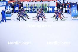 11.03.2023, Oestersund, Sweden, (SWE): Endre Stroemsheim (NOR), Roman Rees (GER), Oscar Lombardot (FRA), (l-r) - IBU World Cup Biathlon, relay men, Oestersund (SWE). www.nordicfocus.com. © Manzoni/NordicFocus. Every downloaded picture is fee-liable.