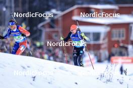 11.03.2023, Oestersund, Sweden, (SWE): Antonin Guigonnat (FRA), Johannes Kuehn (GER), (l-r) - IBU World Cup Biathlon, relay men, Oestersund (SWE). www.nordicfocus.com. © Manzoni/NordicFocus. Every downloaded picture is fee-liable.