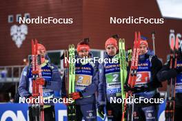 11.03.2023, Oestersund, Sweden, (SWE): Benedikt Doll (GER), Philipp Nawrath (GER), Johannes Kuehn (GER), Roman Rees (GER), (l-r) - IBU World Cup Biathlon, relay men, Oestersund (SWE). www.nordicfocus.com. © Manzoni/NordicFocus. Every downloaded picture is fee-liable.